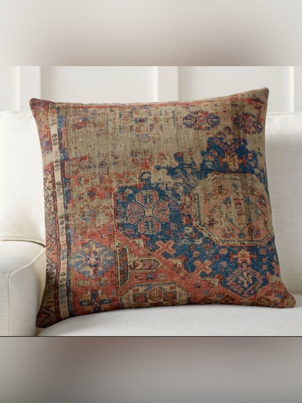 POTTERY BARN Navin Persian Rug Print 22"x12" Pillow Cover 38% Linen 62% Cotton